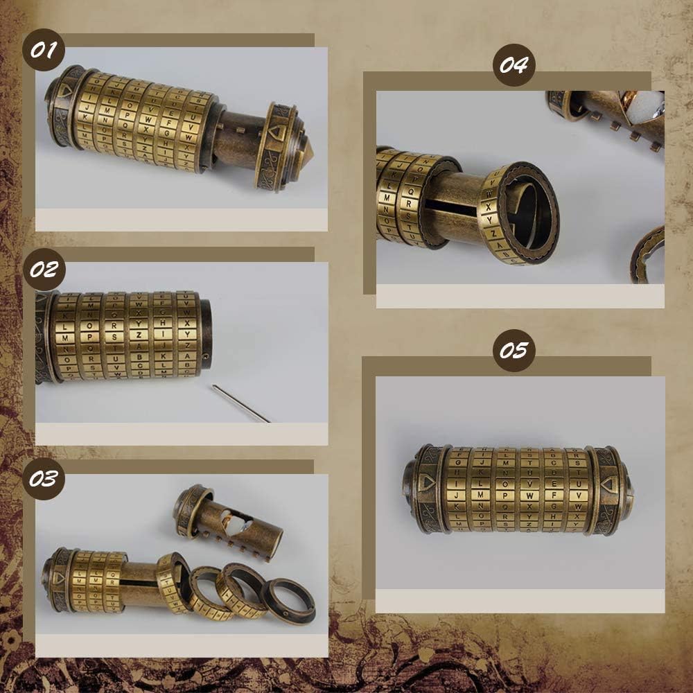 Cryptex Da Vinci Code Mini Cryptex Lock - Cajas de rompecabezas con compartimentos ocultos, aniversario, día de San Valentín, regalos románticos de cumpleaños para ella, regalos para novia, caja para hombres