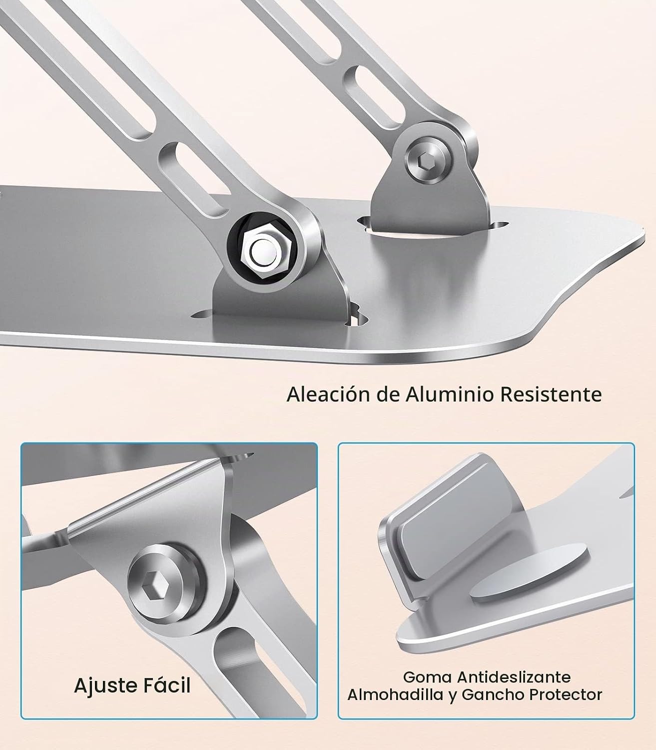 JOIOT Soporte ajustable de aluminio para portátil, elevador ergonóm...
