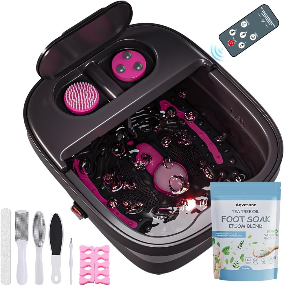 Aqvesane Masajeador de baño plegable para pies con calor, control r...