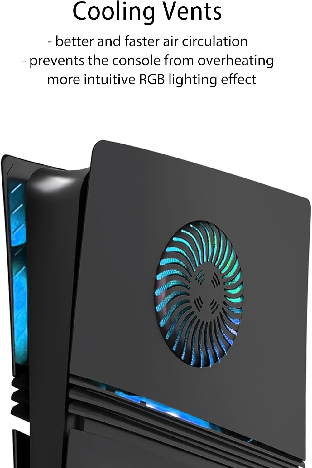 Cubiertas Frontales para PS5 Pro Edition Digital con tira de luz RGB y filtro de polvo con ventilas de enfriamiento DOBEWINGDELOU 400+ efectos anillo de luz LED, placa frontal de consola, kit de decoración de accesorios negro