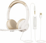 JIAMQISHI Auriculares USB con micrófono para PC, auriculares de dia...