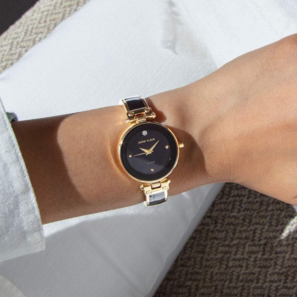 Anne Klein - Reloj de brazalete con esfera de diamante auténtico para mujer