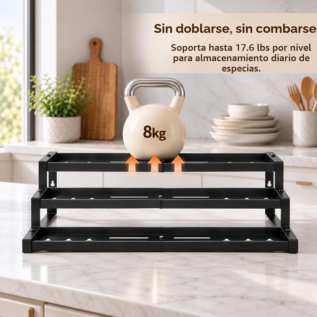 Organizador de especias expandible para gabinete, soporta 17.6 libras por
