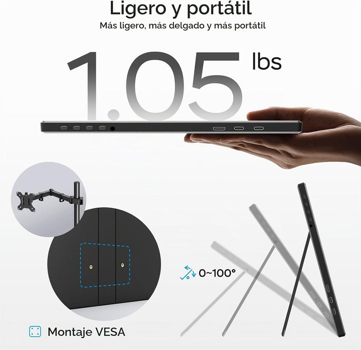 Anyuse Monitor portátil FHD 1920 × 1200 de 14 pulgadas \u2013 USB-C...