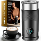 Vaporizador de leche eléctrico 4 en 1: Espumador de leche de gran capacidad 11.8 fl oz, espuma rápida de 7700 RPM en 120 segundos, calentador de espuma fría y caliente, acero inoxidable