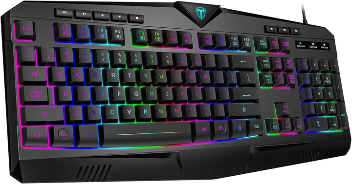 Dacoity Teclado para videojuegos, teclado silencioso con retroilumi...