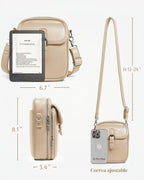 Bolsos cruzados para mujer, de cuero vegano, bolso de hombro vintage, bolso de viaje con ranuras para tarjetas