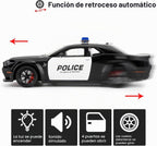 Modelo de coche de policía coleccionable 1:24 Challenger SRT Hellcat juguete, vehículo fundido a troquel con luces y sonidos, juguete de auto modelo de decoración para adultos y niños, regalos de cumpleaños