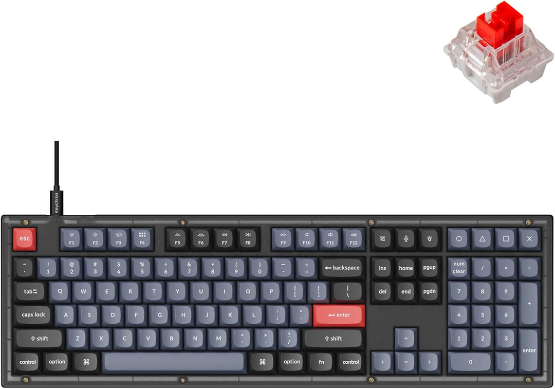 Keychron V6 Teclado mecánico personalizado con cable, macro program...