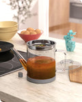 Baffect Separador de Grasa de Vidrio, Recipiente para Grasa de Tocino con Colador, Lata de Almacenamiento de Aceite de Freír para Cocina (1L / 4 Tazas)