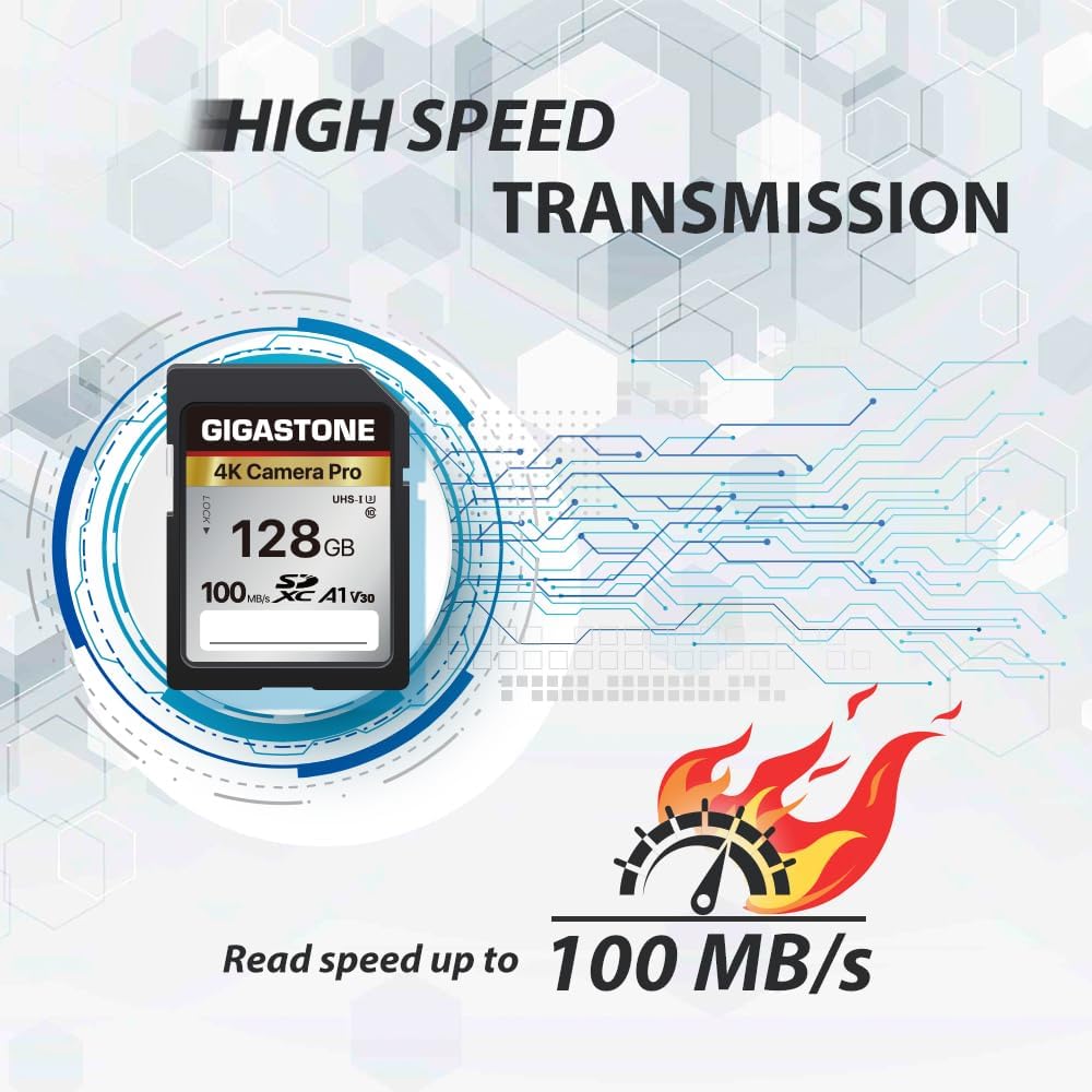 【5 años de recuperación de datos】GIGASTONE Tarjeta SD de 128 GB, 4K...