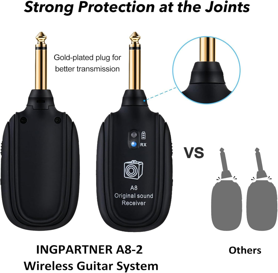 INGPARTNER Sistema de guitarra inalámbrica UHF, 2 modos, batería de...