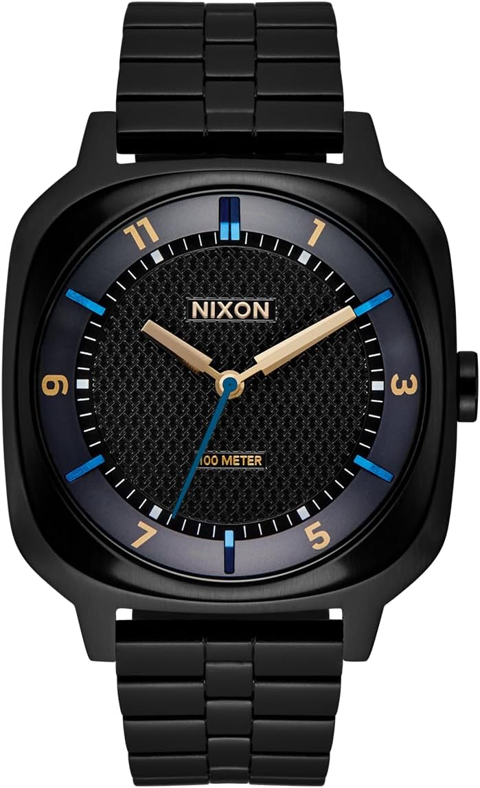 NIXON Fremont 40 A1444-328.1 ft - Reloj analógico de campo para hombre resistente al agua (esfera de reloj de 1.575 pulgadas, 0.787-0.707 pulgadas, correa de acero inoxidable cónica de 3 eslabones)