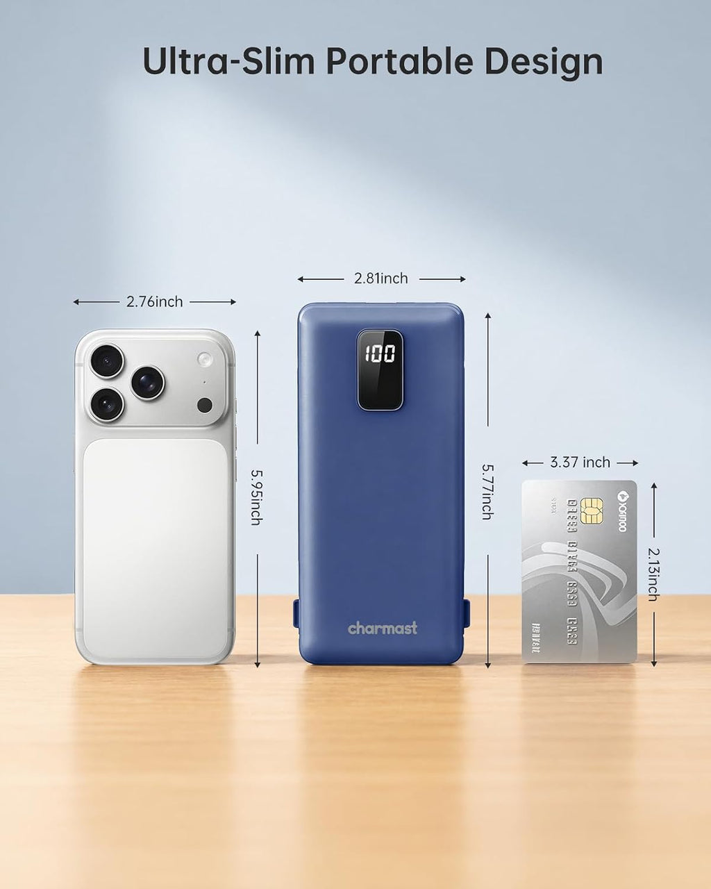 charmast Banco portátil 10000mAh del poder del cargador con el enchufe