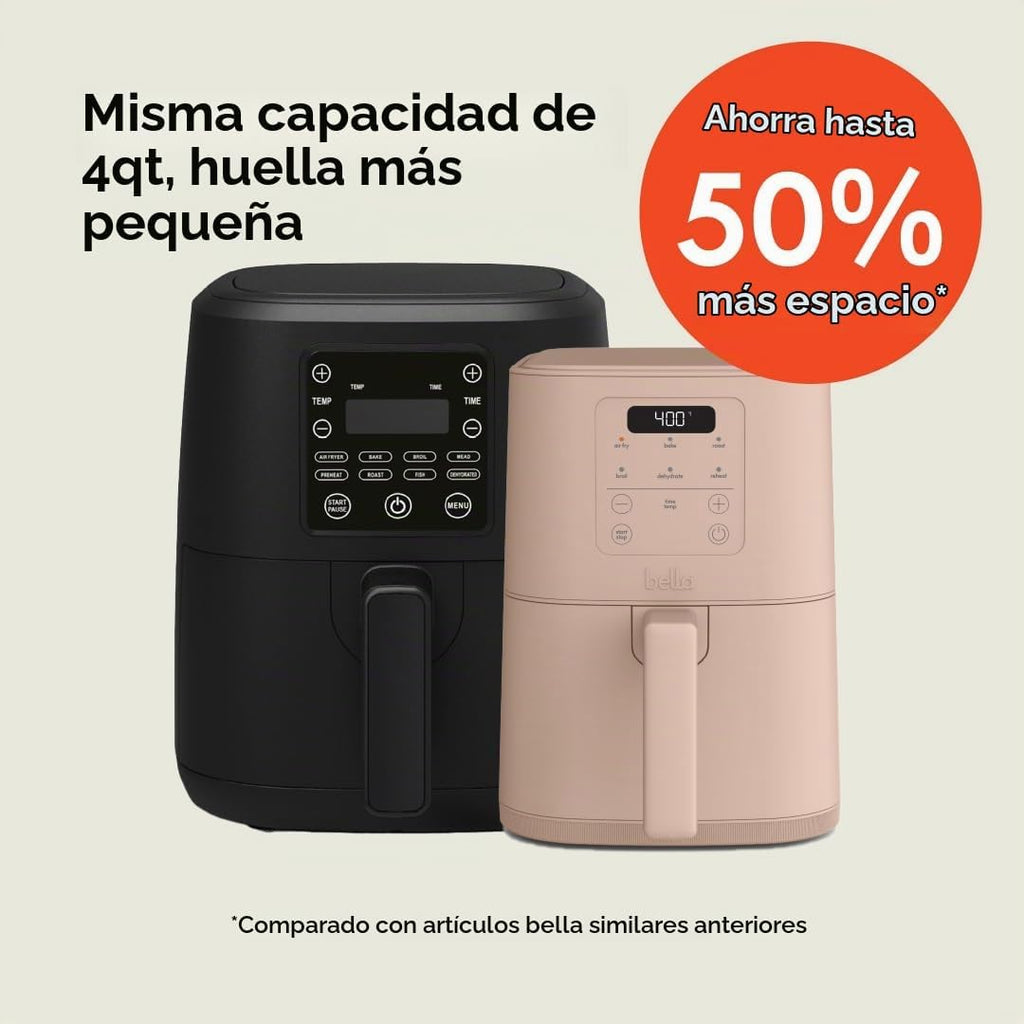 bella Freidora de Aire Delgada de 4 Cuartos, Utensilios de Cocina que Se Adaptan a Cualquier Lugar™, Revestimiento Antiadherente de Cerámica EverGood™, Temperatura Ajustable, 6 Opciones de Cocción