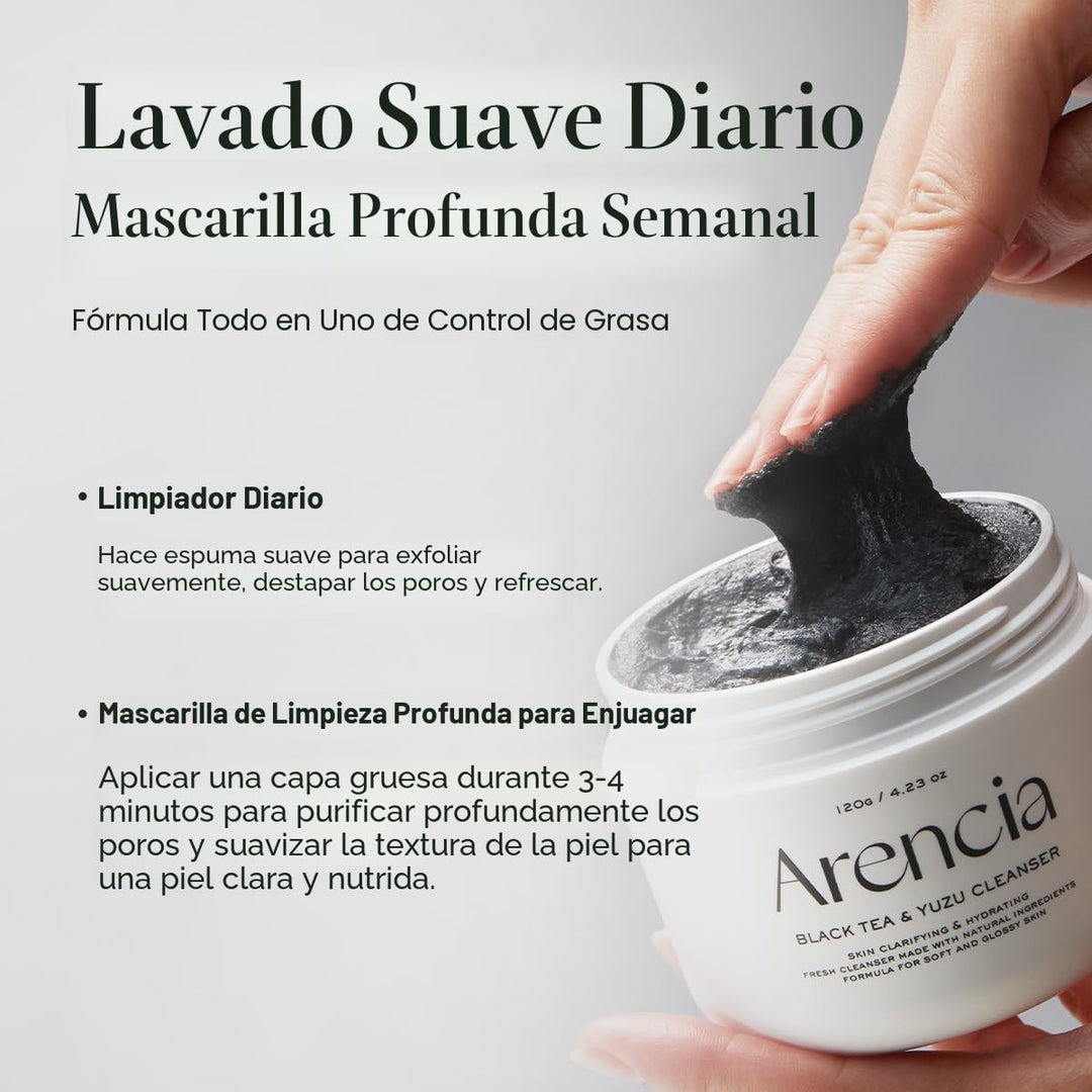 ARENCIA Limpiador facial Mochi de arroz con té negro, 4.23 oz, cuid...