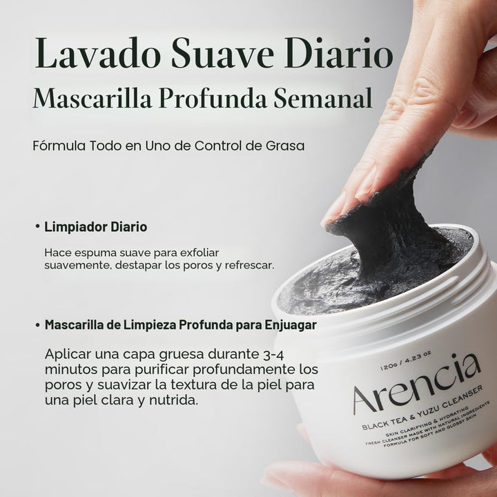 ARENCIA Limpiador facial Mochi de arroz con té negro, 4.23 oz, cuid...