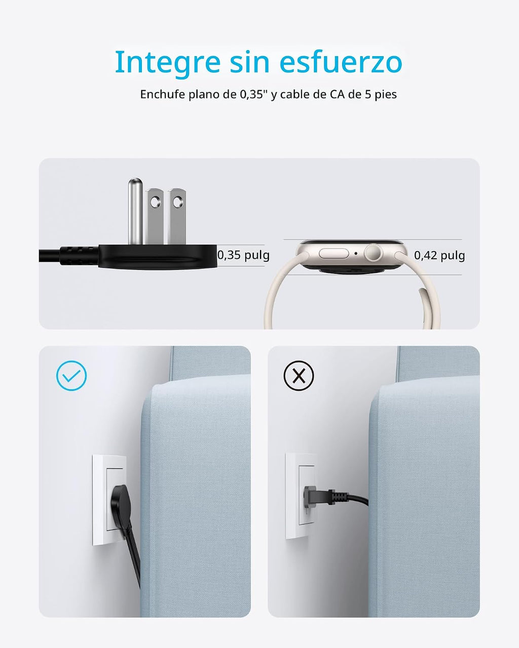 Anker Regleta con protector contra sobretensiones de 300J, extensor de