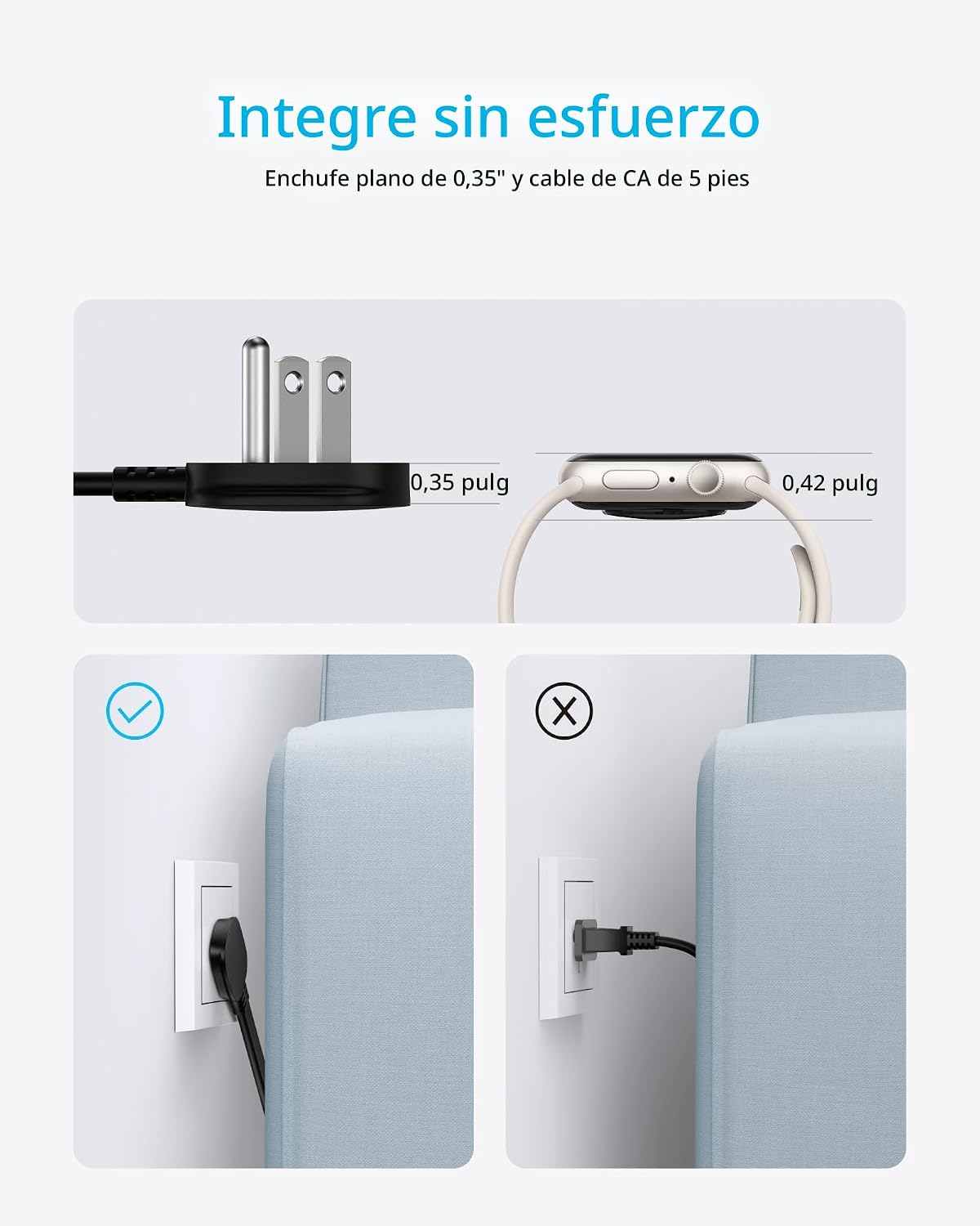 Anker Regleta con protector contra sobretensiones de 300J, extensor de