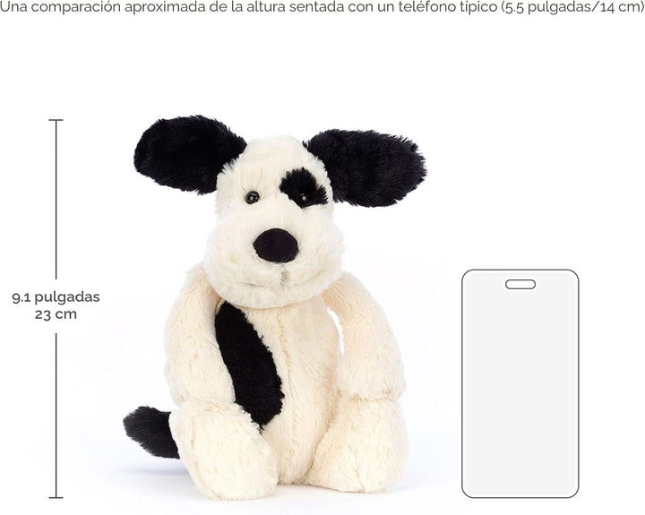 Muñeco de peluche cachorro negro y crema Jellycat Bashful, Negro y...