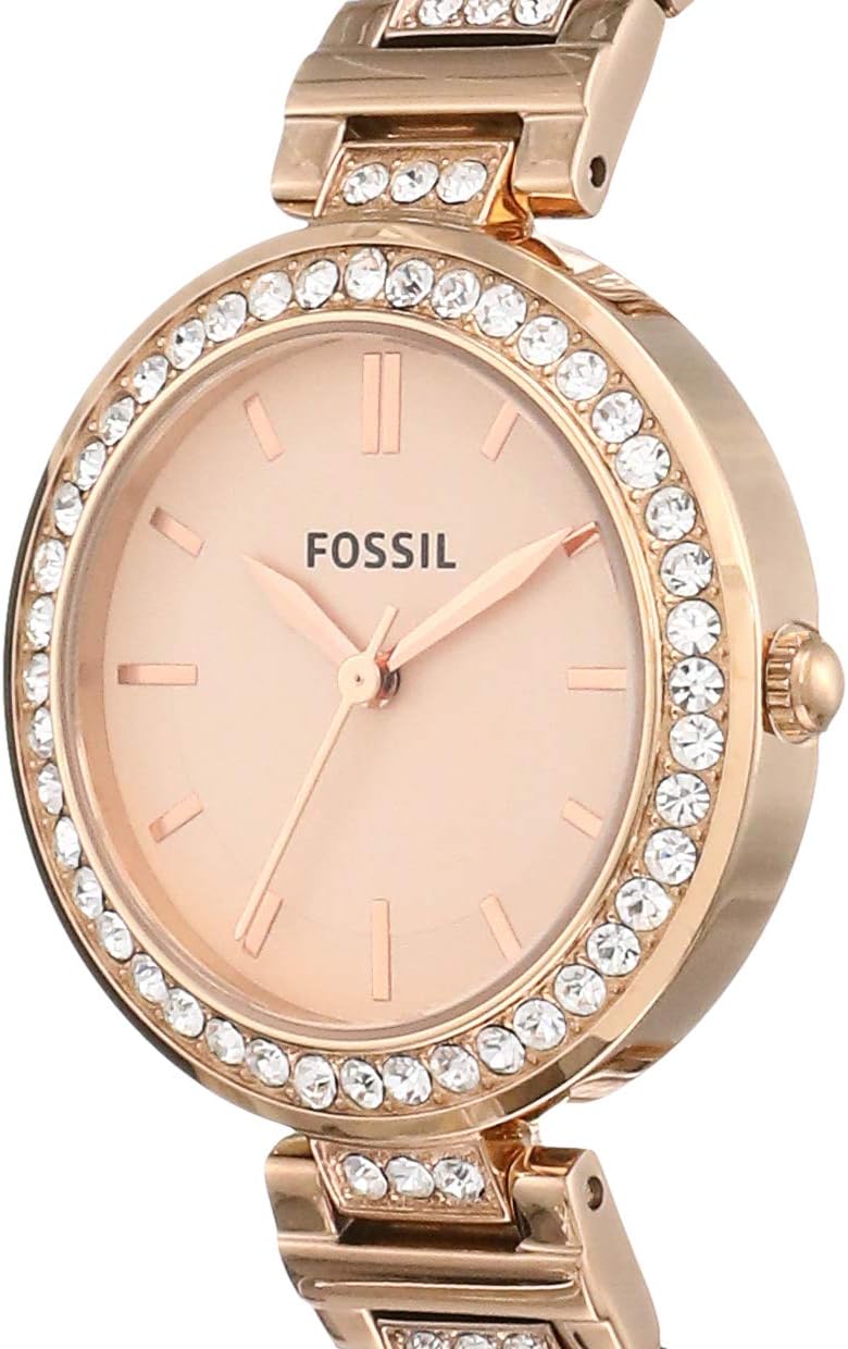 Karli Reloj de acero inoxidable con tres manecillas en tono oro rosa