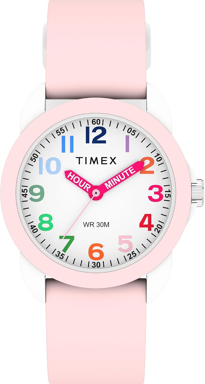 Timex Reloj analógico para niños de 1.181 in - Correa rosa esfera blanca caja blanca