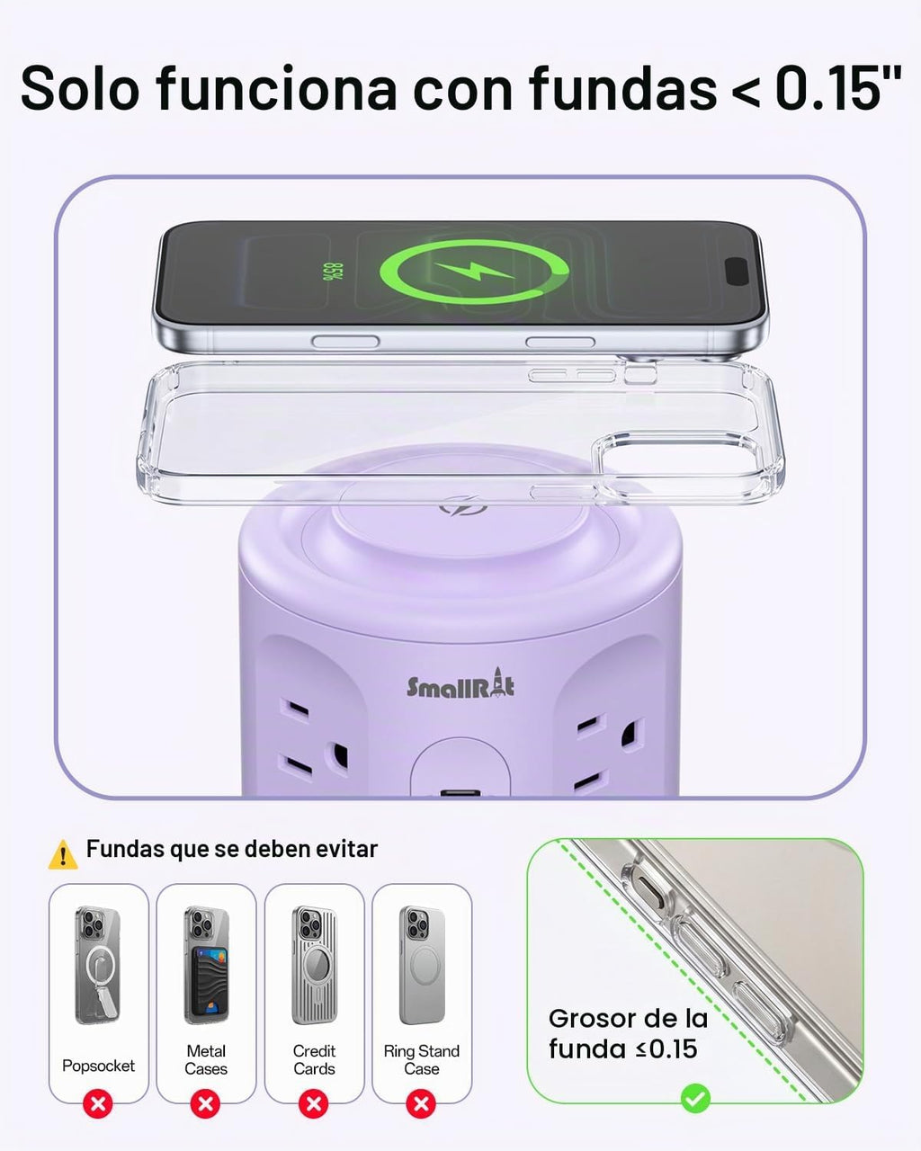 Regleta de alimentación con puertos USB, cable de extensión con múltiples salidas (12AC+3A+2C), estación de carga de torre de escritorio de 6.5 pies para el hogar, oficina, artículos esenciales para