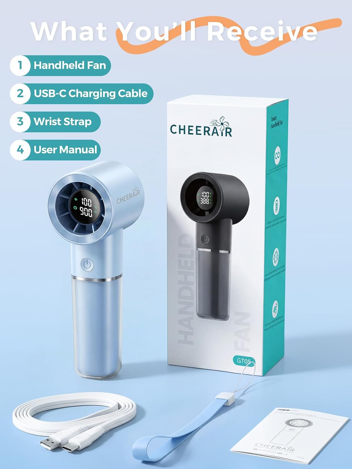 Cheerair Ventilador de Mano Portátil, Ventilador Mini Personal Pote...