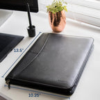 cossini Premium Business portafolios/portadocumentos de piel sintética con cierre y funda interior para tablet de 10.1 pulgadas (Bonos: Libreta de notas, calculadora, bolígrafo y eBook)