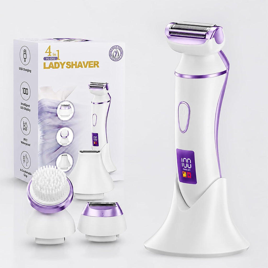 Afeitadora 4 en 1 para mujer, maquinilla de afeitar eléctrica con pantalla