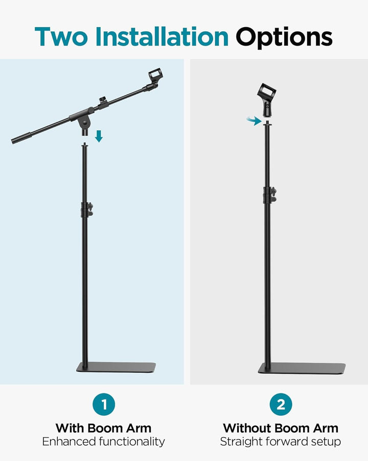 InnoGear Soporte de micrófono de piso, brazo de brazo de brazo de a...