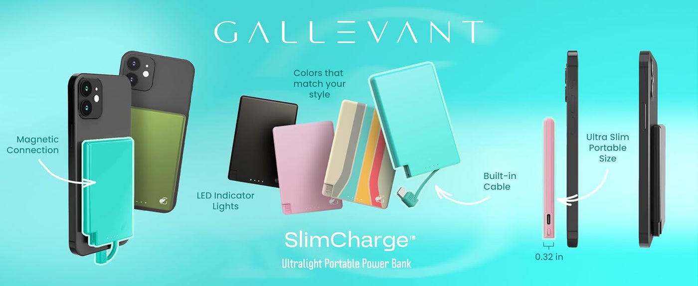 Gallevant Cargador portátil ultradelgado de 5000 mAh, banco de ener...