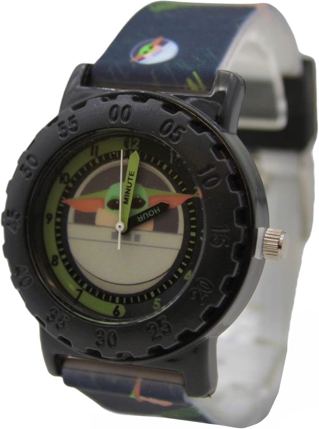 Accutime Star Wars Baby Yoda Reloj de pulsera analógico de cuarzo con cara pequeña, detalles verdes para niñas, niños de todas las edades (MNL9001AZ), Verde, Reloj de pulsera analógico