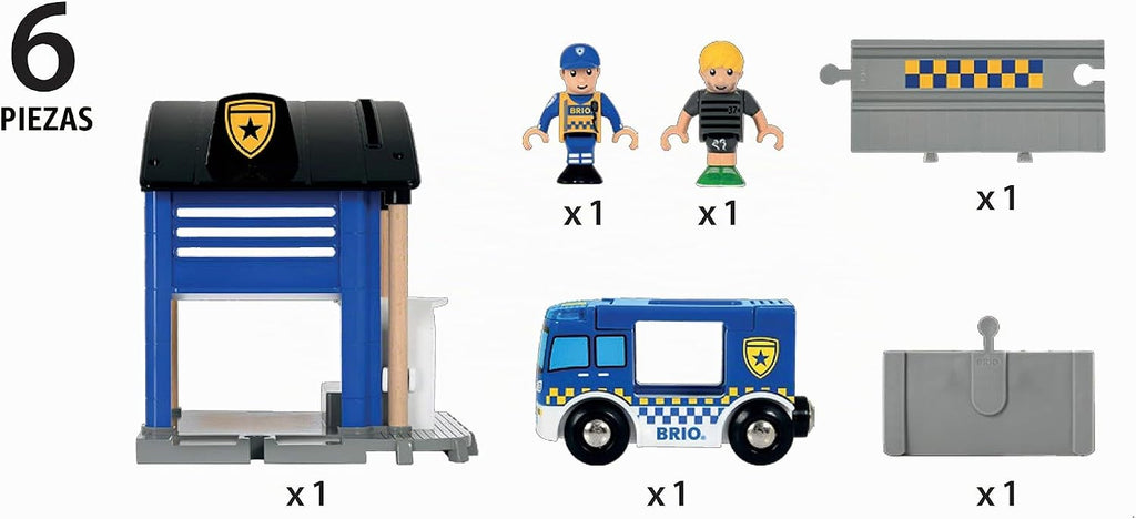 Brio World - 33813 Estación de policía - Juego de juguetes interactivos para niños | Mejora la creatividad y la imaginación | Cuenta con efectos de luz y sonido | Compatible con BRIO Railway |