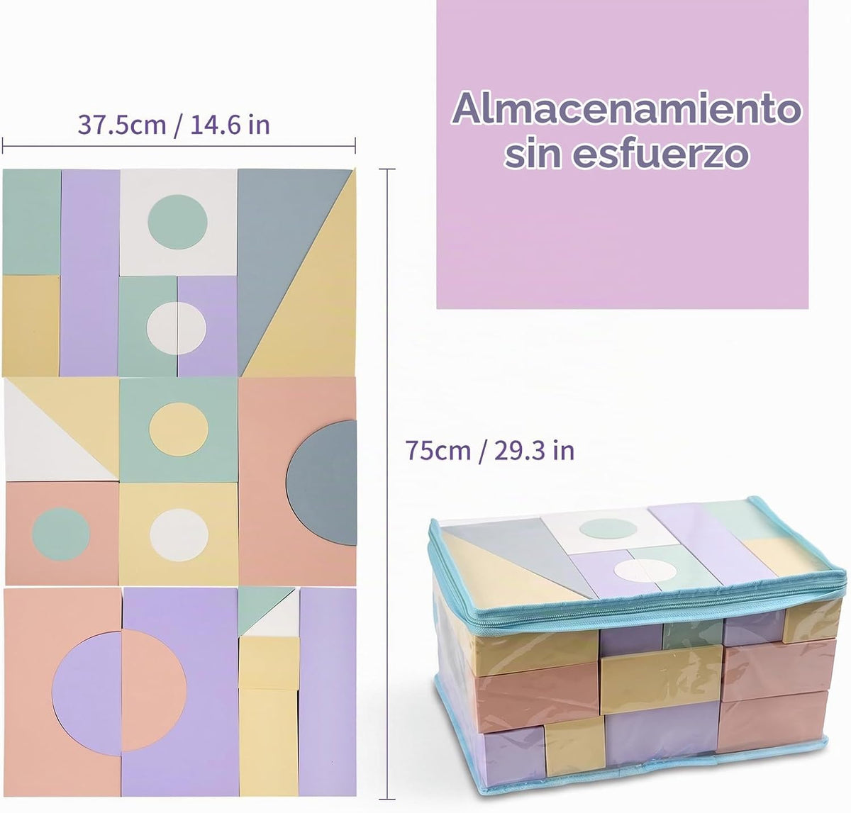 Bloques grandes de espuma de construcción para niños pequeños, juego de bloques de construcción de espuma EVA apilables, no tóxico, lavable, juguetes de construcción de aprendizaje temprano y regalos para niños y niñas (rosa, piezas, 30)