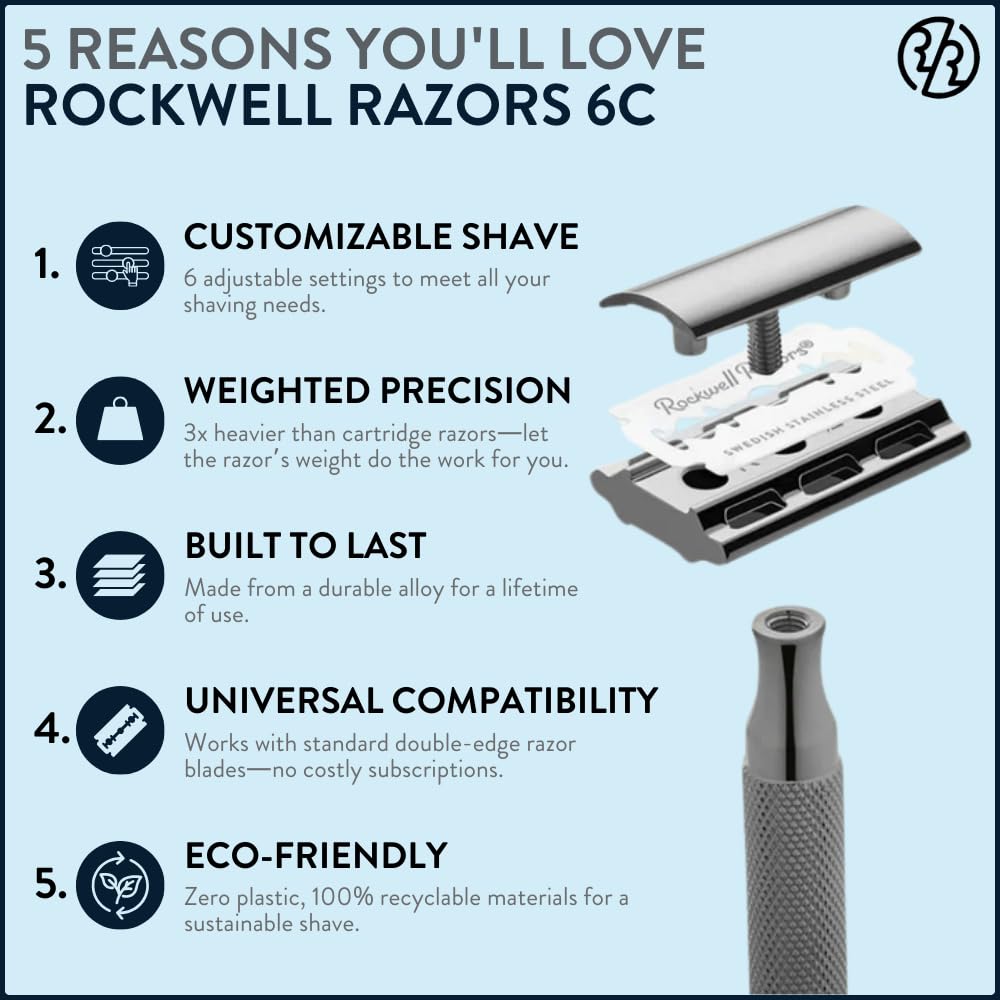 ROCKWELL RAZORS Maquinilla de afeitar de seguridad 6C Gunmetal Chro...