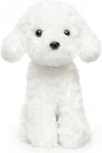 Juguete caniche de peluche blanco y marrón, perro de peluche para regalo