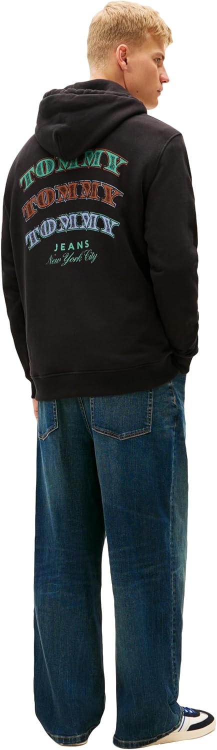 Tommy Jeans Sudadera con capucha de peso medio para hombre con gráf...