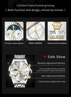 Reloj OLEVS Skeleton para Hombre Automático de Negocios Lujo con Diamante, Reloj Automático de Carga, Reloj de Pulsera con Calendario de Acero Inoxidable