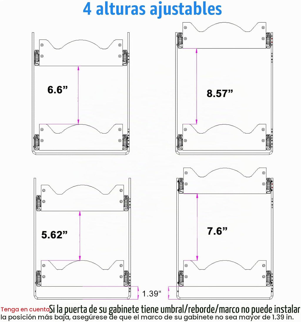 DINDON Organizador de armario extraíble de 2 niveles (11 pulgadas de ancho x 21 pulgadas de profundidad) con cajón deslizante de madera de doble capa para almacenamiento y organización debajo del