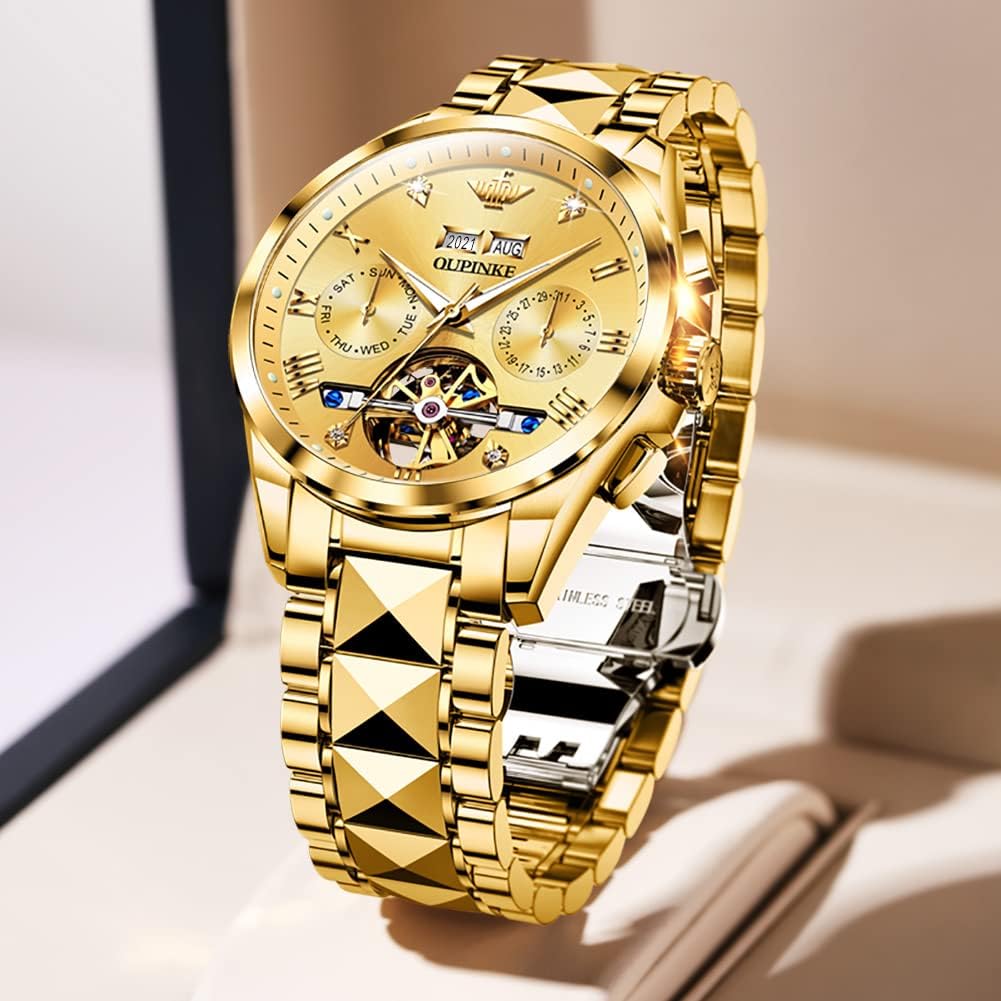 OLEVS Relojes esqueletos automáticos de acero inoxidable