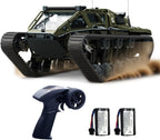 Camión militar todo terreno RC Tank para niños - Vehículo militar con control remoto proporcional 2.4G con 2 baterías, camioneta Rock Crawler 4WD con giro de 360° y luces geniales, gran regalo para