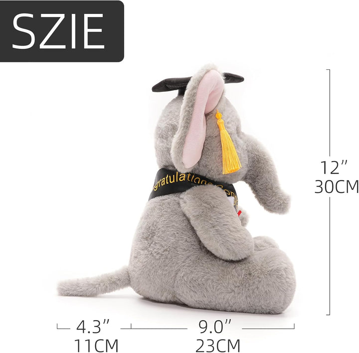 WEIGEDU Juguete de peluche de elefante de graduación, 12 pulgadas |...