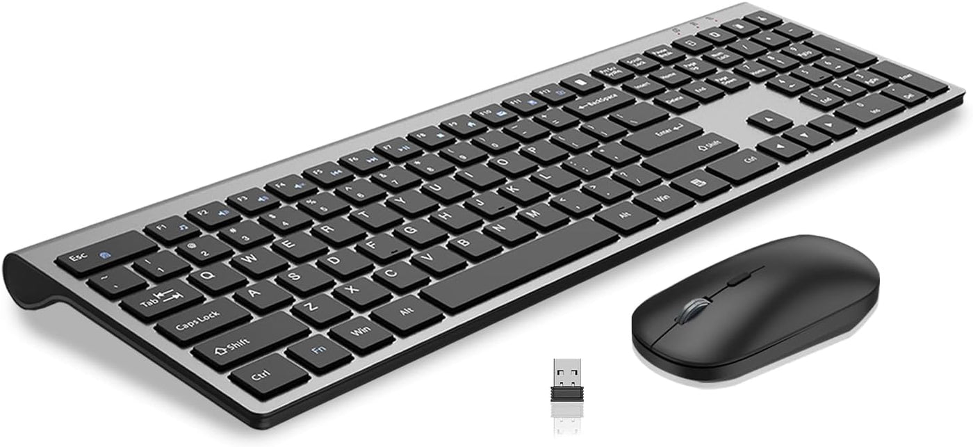 Combo de teclado y mouse inalámbricos, teclado delgado de computado...