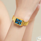 OLEVS Reloj de mujer de oro de acero inoxidable, reloj de cara cuadrada pequeña con decoración de diamantes, reloj de vestir de cuarzo analógico de lujo para mujer, reloj de pulsera impermeable con