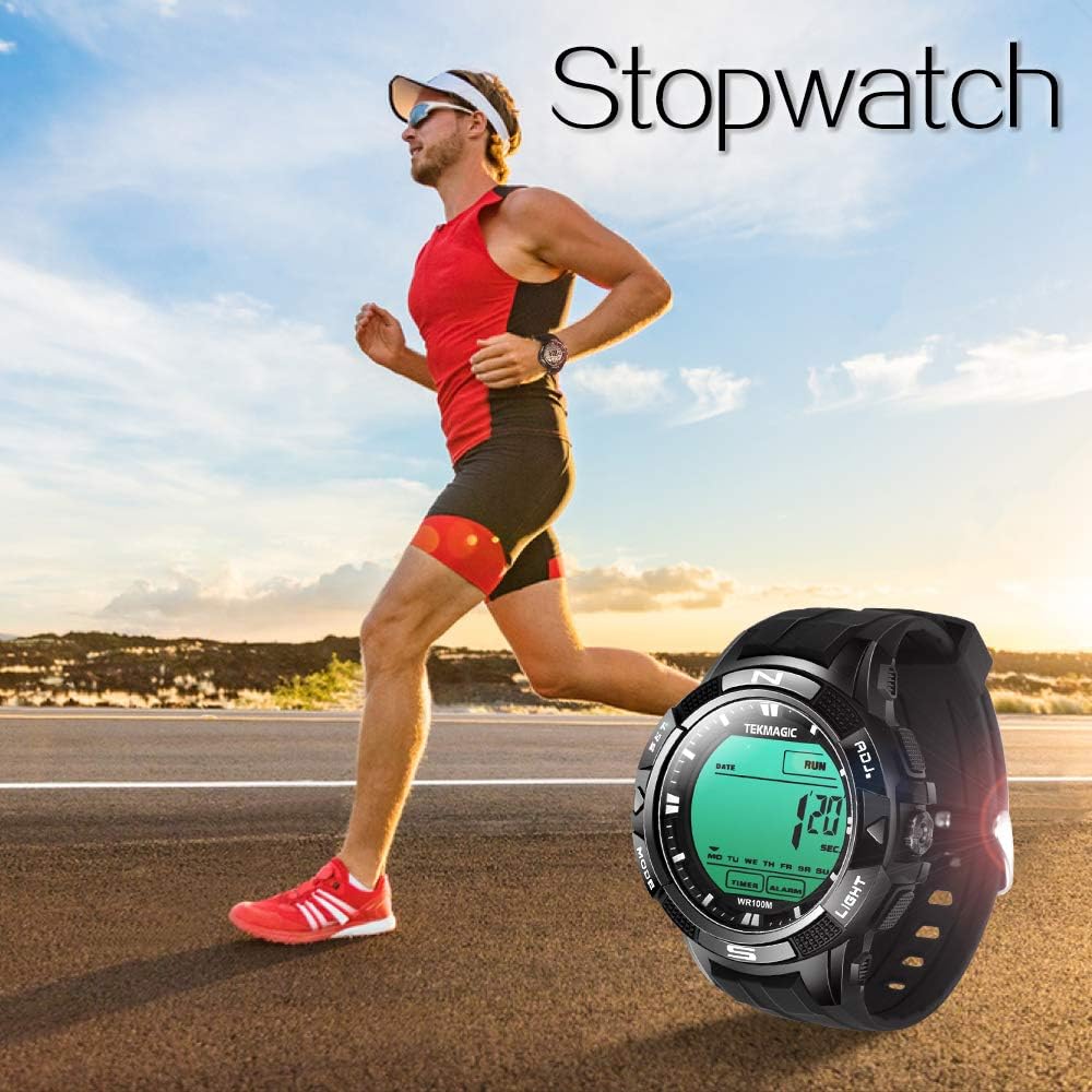 10 ATM Reloj digital sumergible unisex para adultos, resistente al agua hasta 100 m, para buceo, natación, deporte, con función de cronómetro y alarma, pantalla LCD luminosa