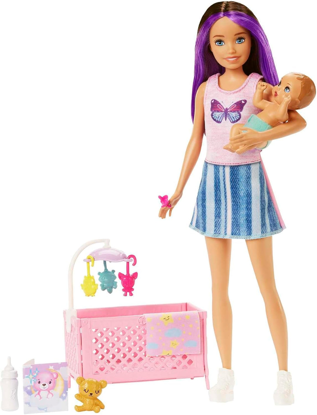 Barbie Skipper Babysitters Inc - Juego de juguete para cuna con muñ...