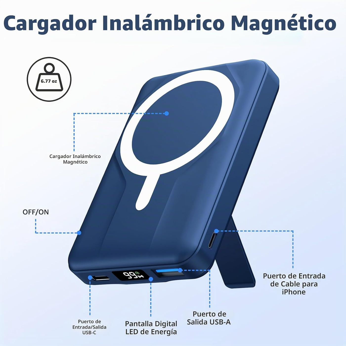 Azmuth Banco de energía inalámbrico magnético de 10000 mAh, cargado...