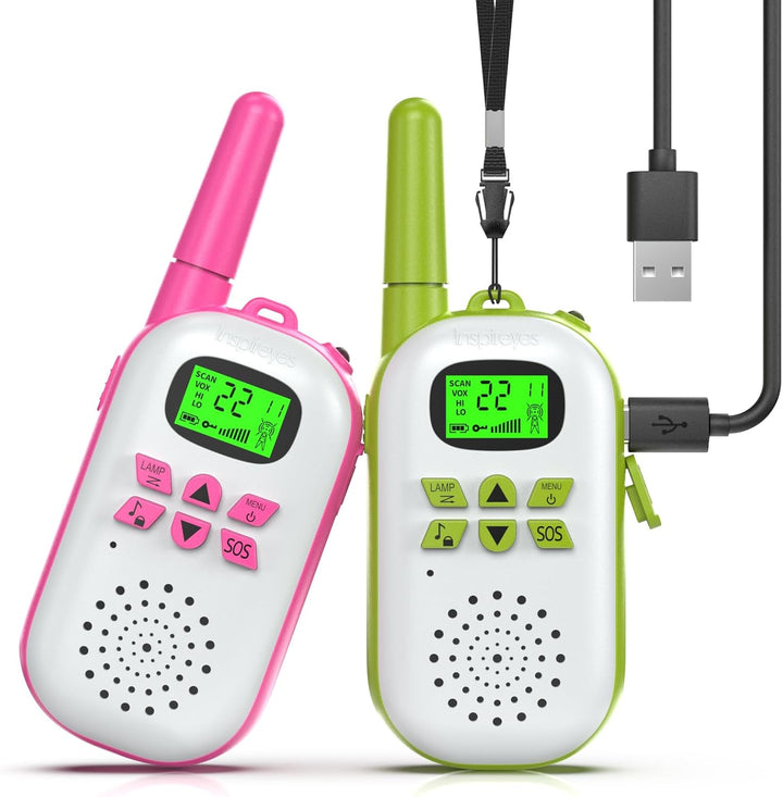 Inspireyes Walkie Talkies para niños recargables, juguetes para niñ...