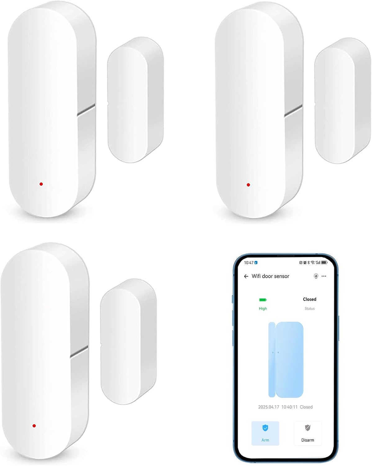 Sensor de puerta inteligente WiFi: sensor de contacto abierto de puerta para seguridad del hogar, sensor de ventana inalámbrico, asegura tu hogar con alertas instantáneas y automatización inteligente